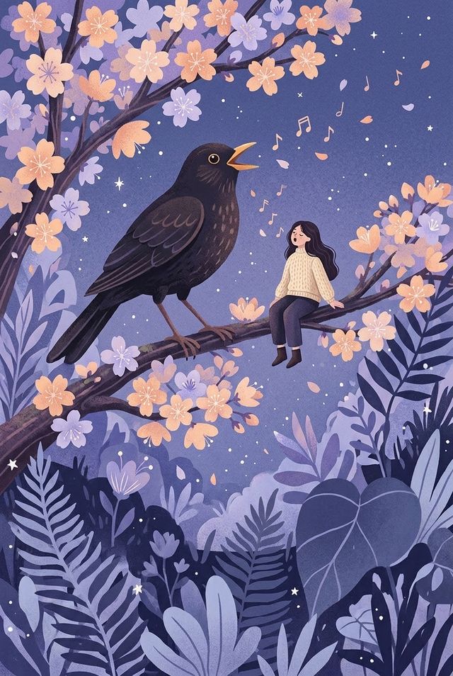 Il·lustració de la carta Nº 12, La Merla